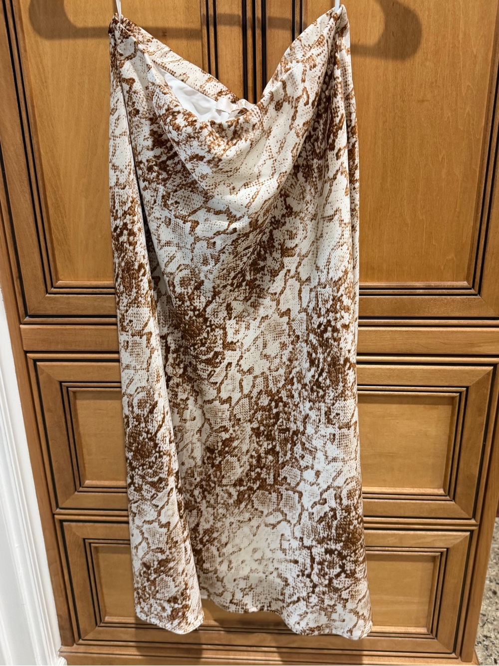 Wayf Brown & Cream Snake-Print Skirt